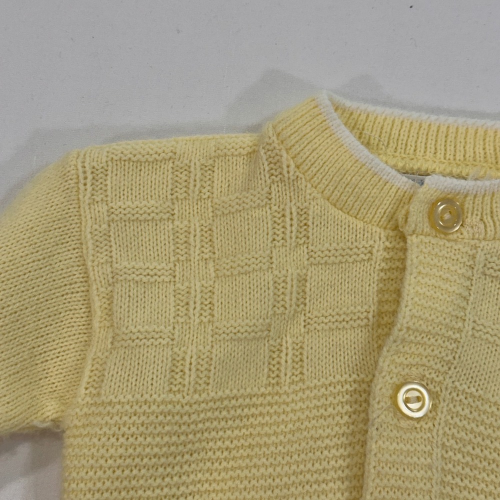 Penneys Vintage Knit Cardigan Baby 0-6M Yellow Basketweave‎ | Classic Retro - Picture 2 of 4